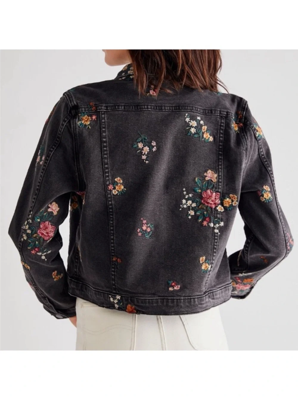Free People Driftwood floral embroidered denim jacket - Picture 2 of 10